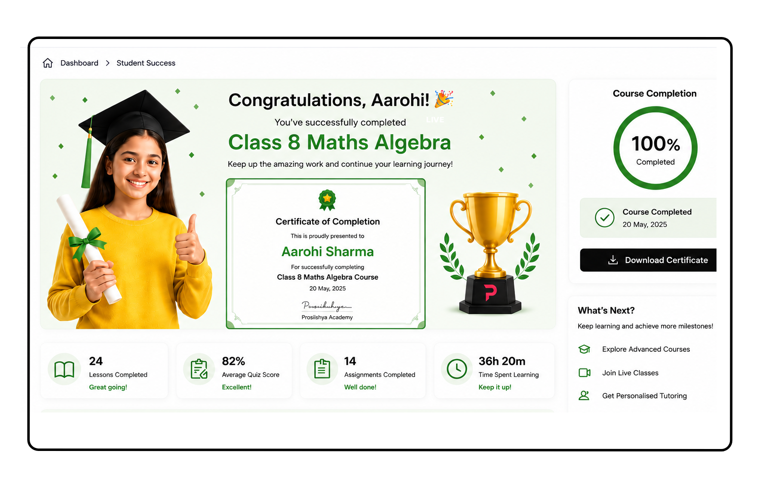 <span style="color:#000000;font-size:38px;font-weight:800;">8. </span> <span style="color:#d81b60;font-size:38px;font-weight:800;"> Earn your certificate</span>